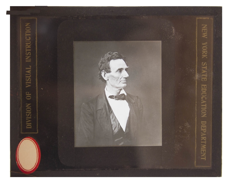 Abraham Lincoln Magic Lantern Slide -- The ''so essentially Lincolnian'' Portrait